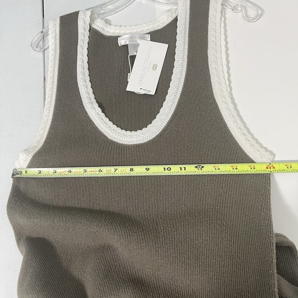 Caroline Constas Knit Maxi Dress Large Ribbed Green Minimalist Romantic NEW - Picture 9 of 11
